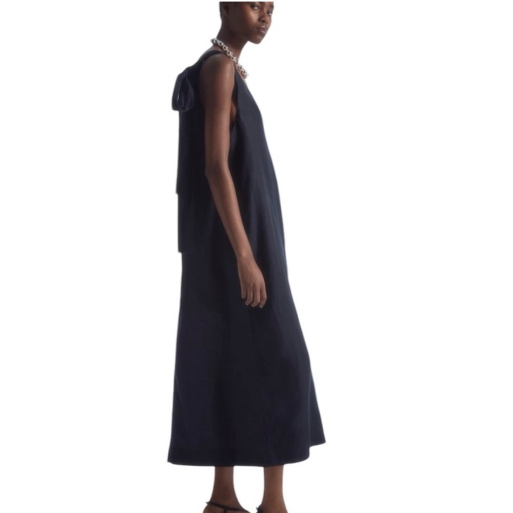 Cos Navy Bow-Back Maxi Dress